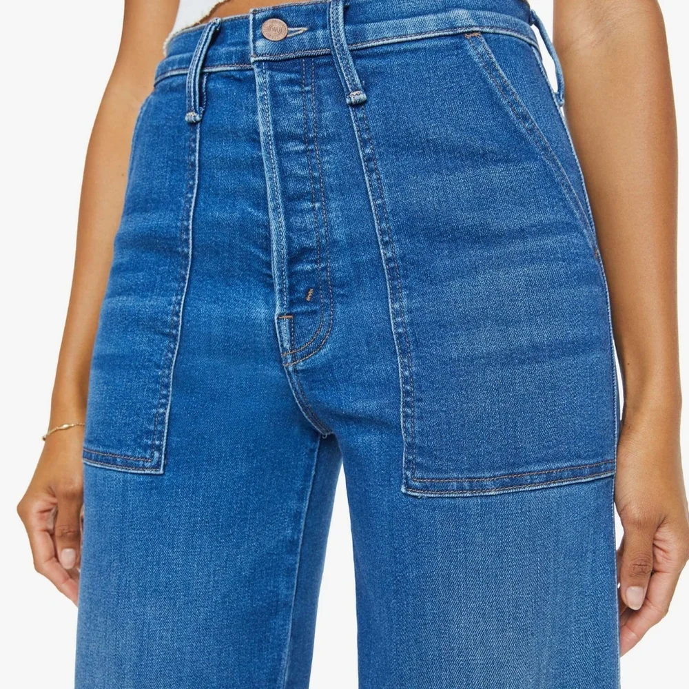 MOTHER Blue Flare Wide Leg Jeans Nip It In The Bud - Picture 4 of 11